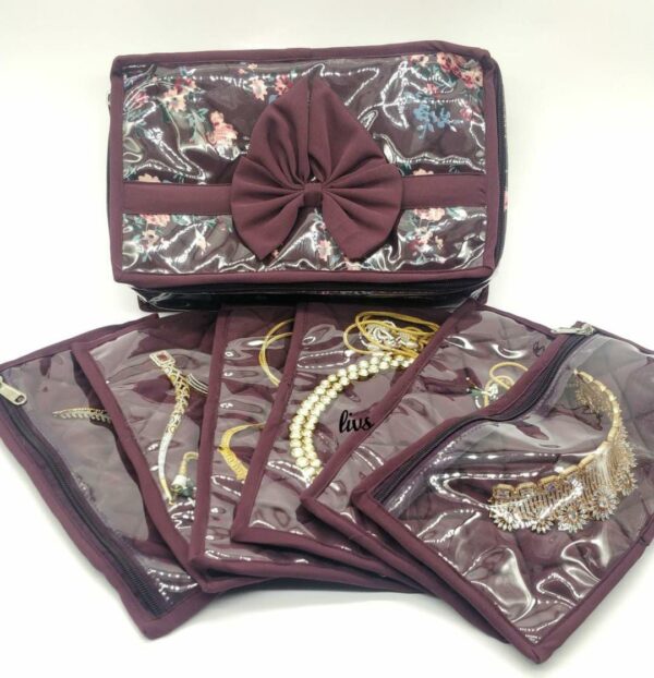Bow Jewellery Bag(6 Pouches)
