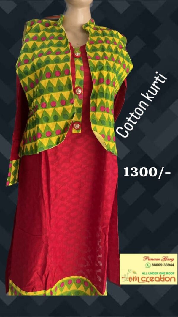Cotton Kurti with Detachble Jacket