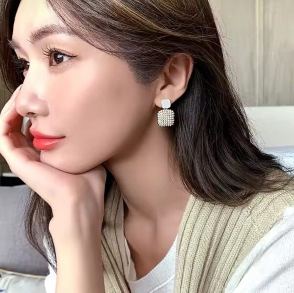 White Square Earrings - Image 2