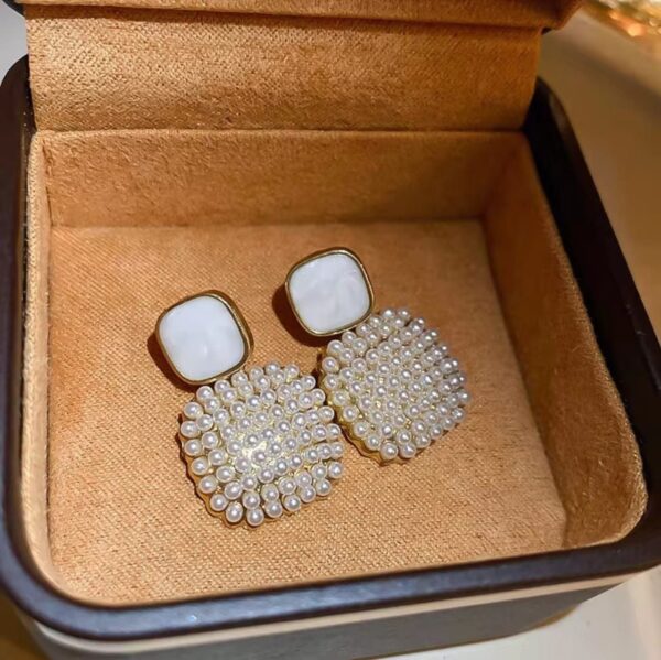 White Square Earrings