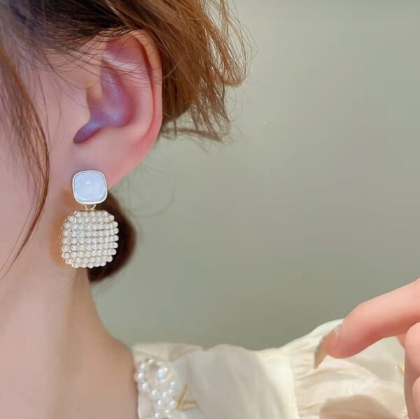 White Square Earrings - Image 3