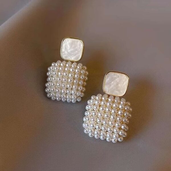 White Square Earrings - Image 4
