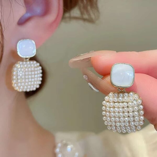 White Square Earrings - Image 5