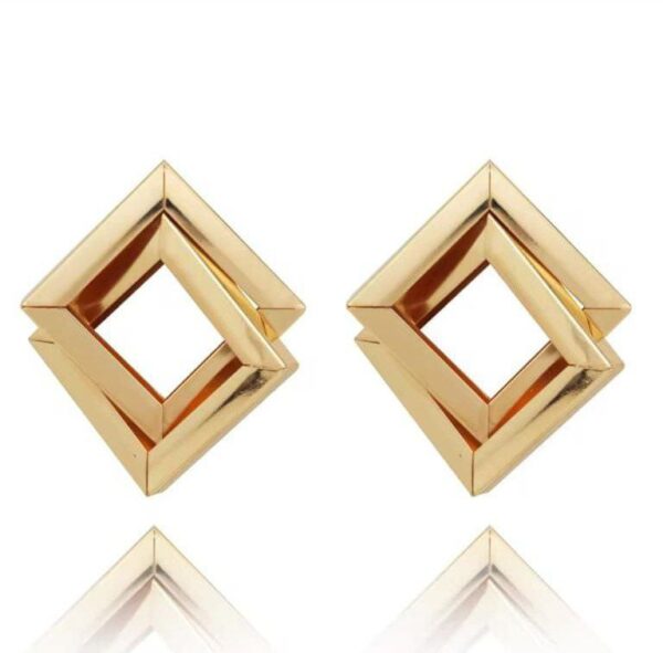 Golden Criss Cross Earrings - Image 4