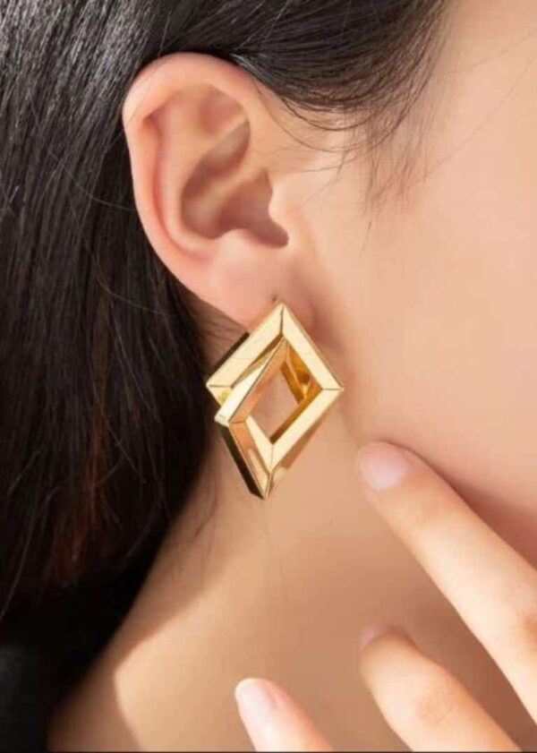 Golden Criss Cross Earrings - Image 5