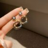 Golden Black Square Earrings - Image 2