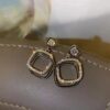 Golden Black Square Earrings