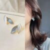 Blue & White Leafe Earrings - Image 2